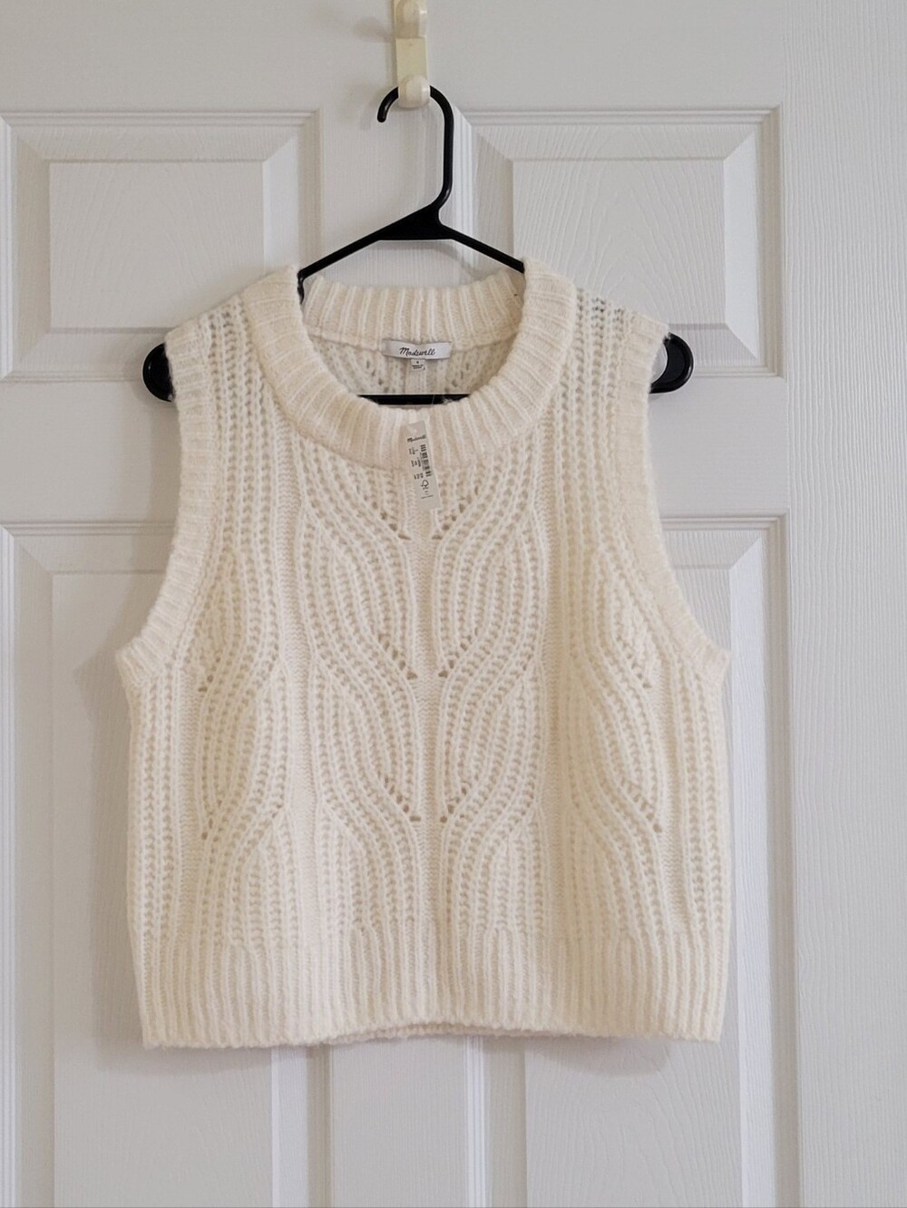 Madewell Pointelle Knowe Wool Blend Cream Sweater Vest - Picture 1 of 5